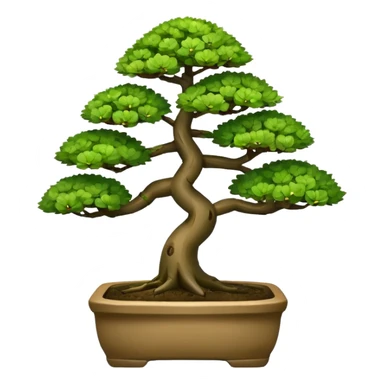 bonsai tree with a cute happy expression emoji style sticker