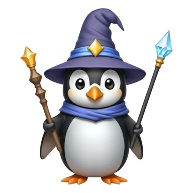 penguin wizard with magic wand and wizard hat sticker