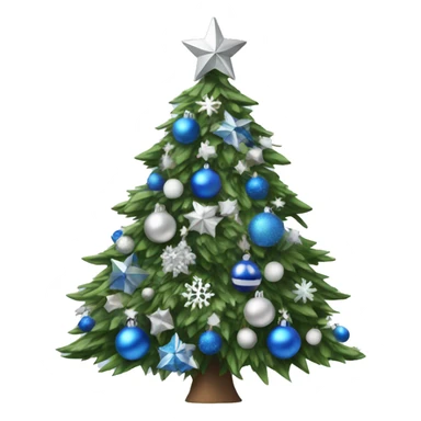 Christmas tree with blue, silver and white decorations sticker