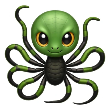 Baby spider standing separately and with a baby snake sticker