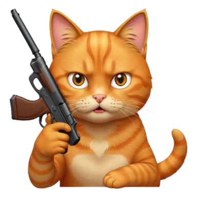 Cat with a gun that's angry sticker