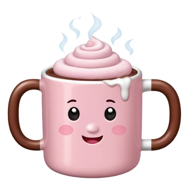Light Pink mug of hot chocolate with marshmallows sticker