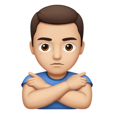 Down eyebrows with crossed arms  sticker