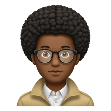 black man with afro hairstyle and glasses sticker