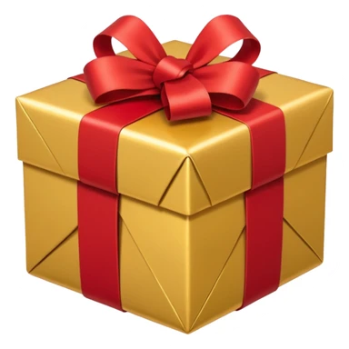 present with gold wrapping and red ribbon sticker