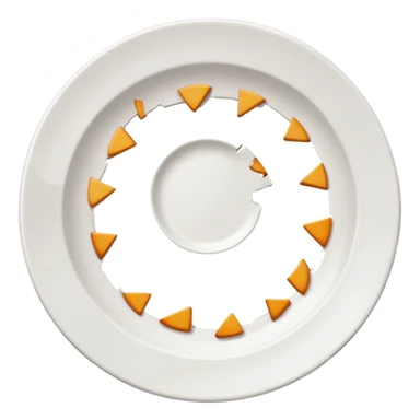 a round white plate broken with bits here and there sticker