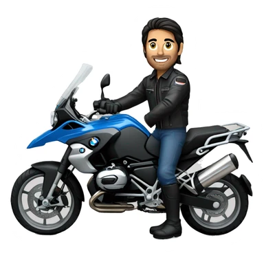 motorcycle bmw gs 1250 black and male rider on bike dark hair blue eyes sticker