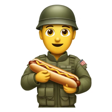 An army guy with a hotdog sticker