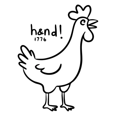 shouting yellow long neck chicken with the words 'JW 1776' sticker