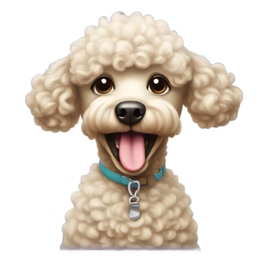 poodle farting with its tongue out sticker
