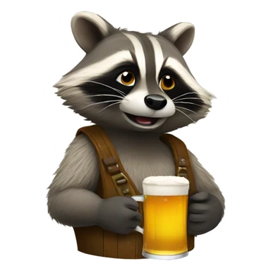 Raccoon drinking beer sticker