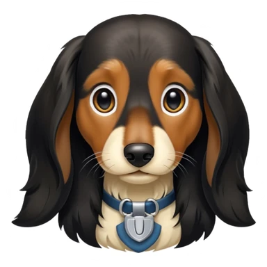Black and cream long haired dachshund getting haircut sticker