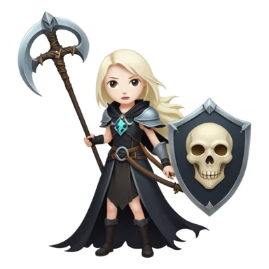 Necromancer girl with scythe and shield, killing a mage sticker