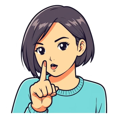 Looking at an attractive girl biting your pointer finger knuckle sticker