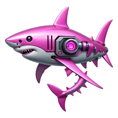 glitter mech shark pink cyberpunk sticker