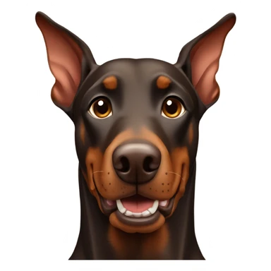 Brown Doberman without cropped ears looking forward and happy  sticker