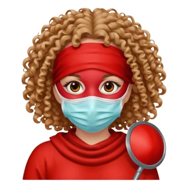 Lilith symbol seductress evil surgeon. Hair curly, long, and brown. Red surgical mask and hair covering. She works for cartel and kills with a scalpel. , evil surgeon  sticker