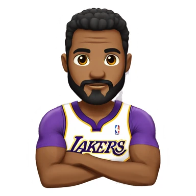 Hombre calvo con barba anteojos babeando playera de los Lakers  sticker
