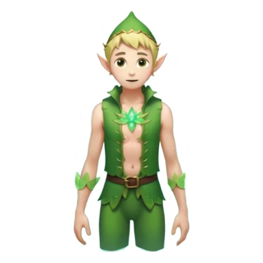 elf male wading in shallow tide pool, palm emitting soft green light to heal glowing coral, practical open vest over bare chest, determined gaze, pointy ears, vibrant underwater plants, centered emoji, nature guardian summer sticker