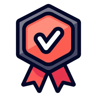 Gaming achievement badge with FF and a verification checkmark, gaming medal style, esports badge sticker