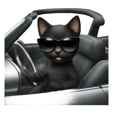 Black kitten with sunglasses driving a convertible  sticker