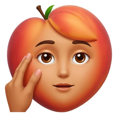 Touching the peach with a finger. sticker
