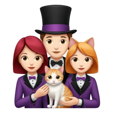magician couple and their pet cat sticker