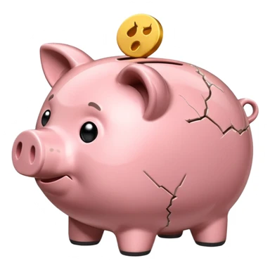 emoji of sad piggy bank, right view sticker