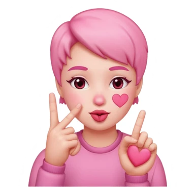 an uwu kissy face with a finger heart emoji sticker