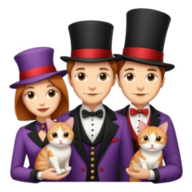 Icon Contour  Magician Couple and Their Pet Cat  sticker