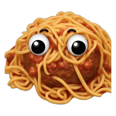 Spaghetti and meatballs, with a face arms and legs sticker
