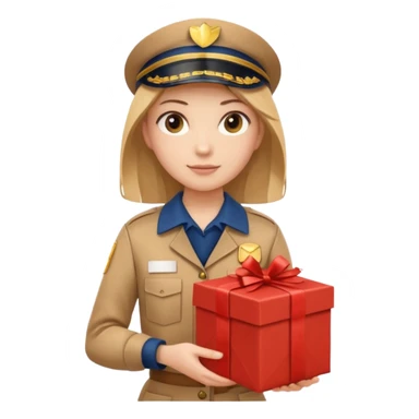 woman courier holding gift box sticker