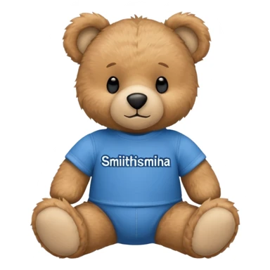 teddy bear wearing a blue tshirt that says smithsonian sticker