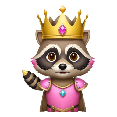 Raccoon with crown and pink armor  sticker