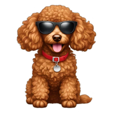 Cool red toy poodle with sunglasses sticker