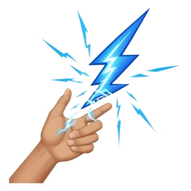 Hand catching a lightning bolt mid-air sticker