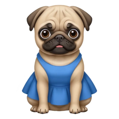 Pug realista com vestido azul sticker