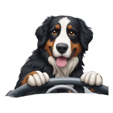bernese mountain dog driving in arctic polar circle sticker