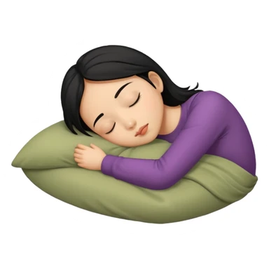 Black haired, olive-skinned Asian girl sleeping alone  sticker