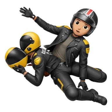 a motorcyclist lying on the ground who has just fallen sticker