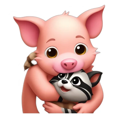 Piglet hugs raccoon sticker