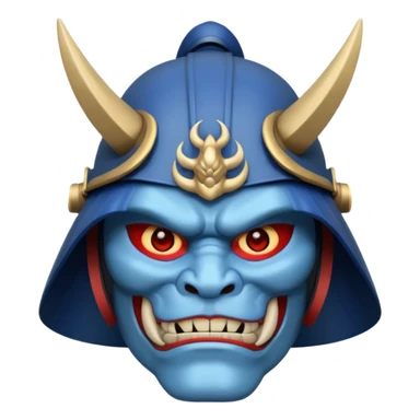 blue oni with samurai helmet face sticker