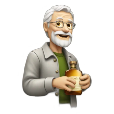 old man holding a sauvage cologne bottle sticker