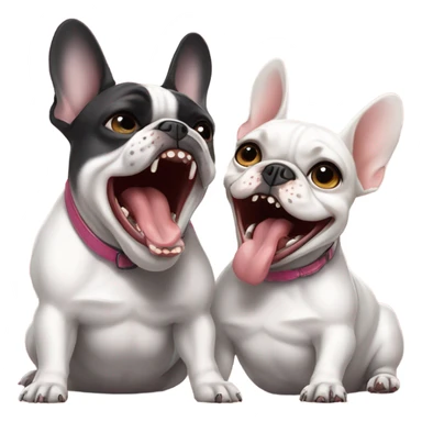 2 French bulldogs waking up with pretty girl sticker