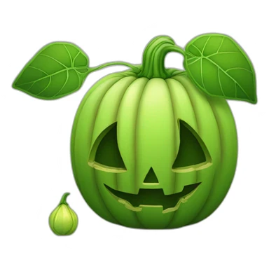 a green jack o lantern with a sprout sticker