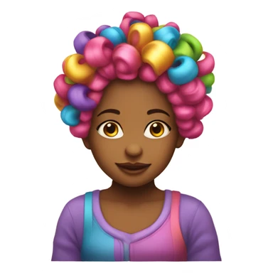 Little girl with hair curlers  sticker