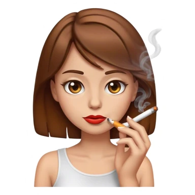 emoji girl with brown hair smoking a cigarette  sticker