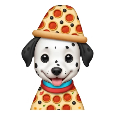 Dalmatian dog had a pizza hat sticker