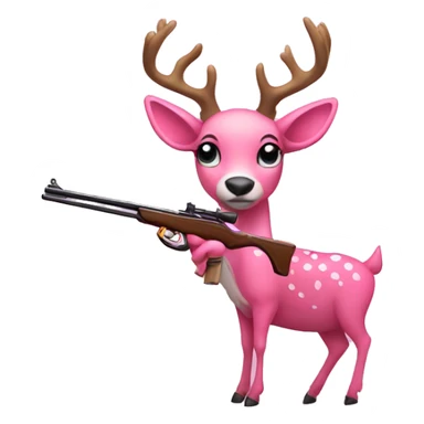 pink deer with bow holding shotgun sticker