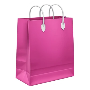 Fuchsia pink paper bag with white handles, repeating 'DRUNI' pattern in light pink and a vertical white 'DRUNI' in the center, iOS emoji style, shiny and realistic. sticker